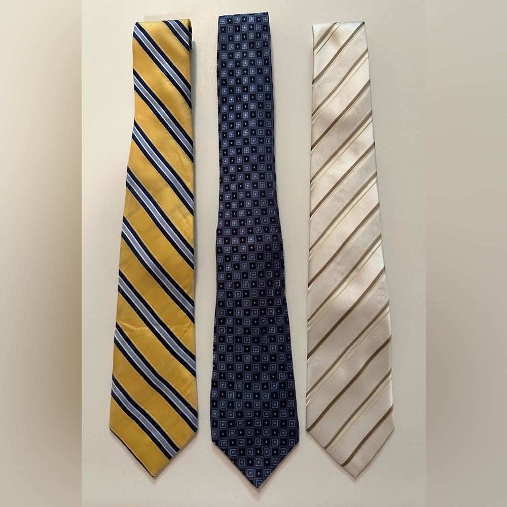 Lot Of 3 Men’s Ties Different Brands And Materials See Description For Details